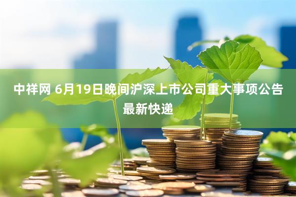 中祥网 6月19日晚间沪深上市公司重大事项公告最新快递